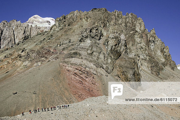 Climbers ascending Aconcagua  Argentina