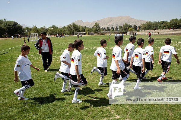 The German army organised a mini world cup tournament in Kabul for Afghan children The teams played against each other  Turkey won the mini world cup