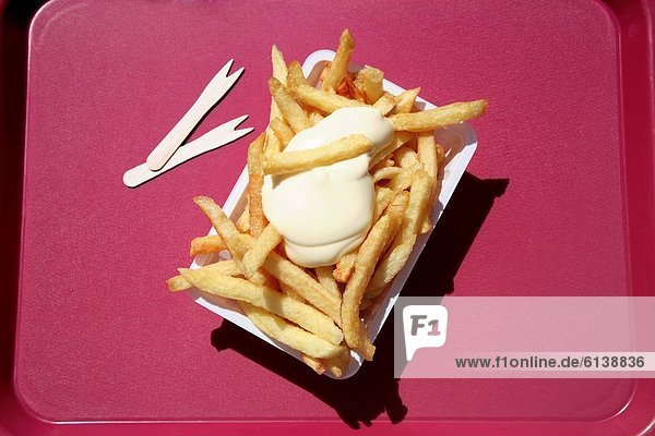 Bowl of chips with mayonnaise