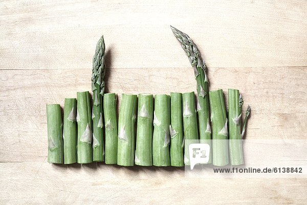 Green asparagus in a row