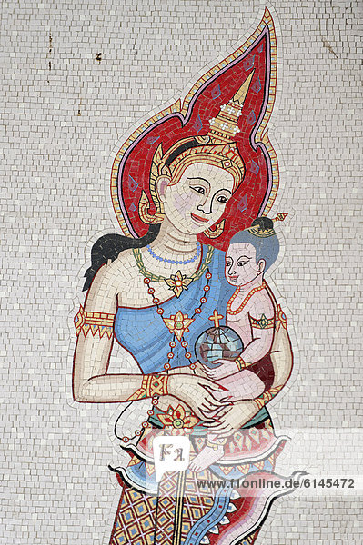 Maria mit Kind  Mosaik aus Thailand  Verkündigungsbasilika Nazareth  Nazaret  Galiläa  Israel  Naher Osten