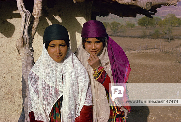 Two girls of the Boyerahmad tribe  Iran  Middle East