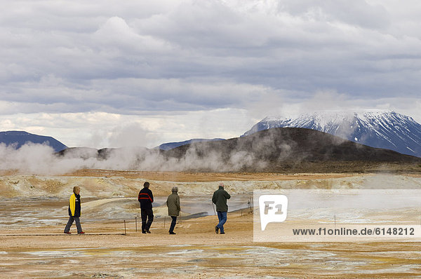 Hverir geothermal fields at the foot of Namafjall mountain  Myvatn lake area  Iceland  Polar Regions