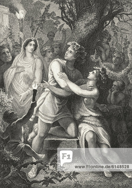 Historischer Stahlstich  Illustration zu Peregrinus Proteus  von Christoph Martin Wieland