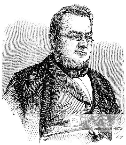 Historic drawing  19th century  portrait of Camillo Benso  Count of Cavour  1810 - 1861  an Italian statesman and first prime minister of the new Kingdom of Italy
