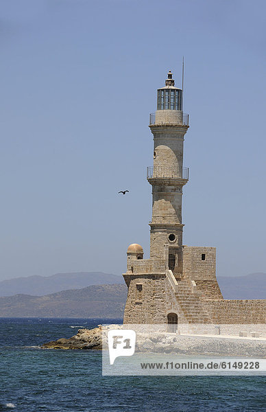 Hafen Europa Leuchtturm Chania Kreta Griechenland