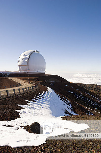 Observatory on snowy hilltop