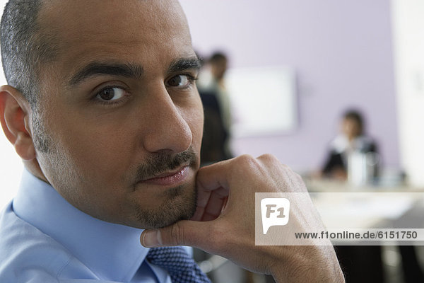 Close up of Middle Eastern businessman