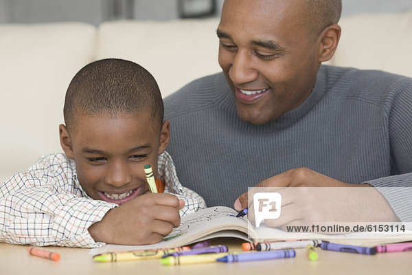 African father and son coloring