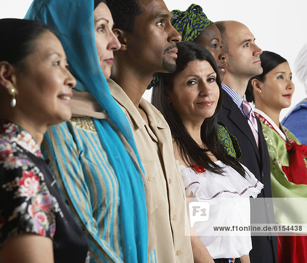 Multi-ethnic people in traditional dress