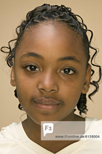 Close up of African American girl's face