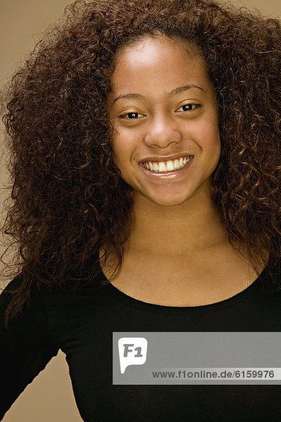 African American girl with curly hair