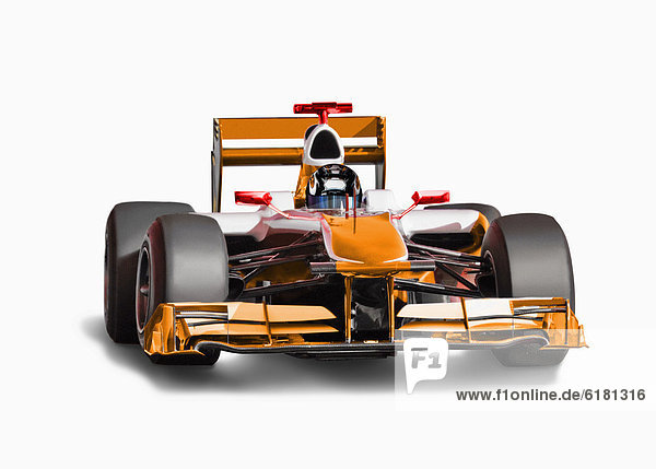 Orange race car with driver