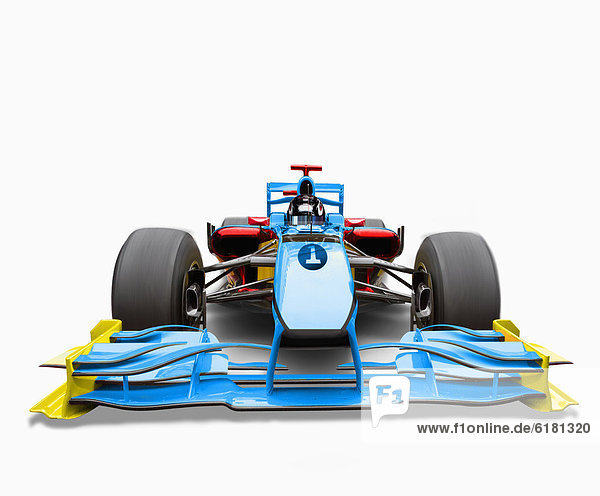 Blue race car with driver