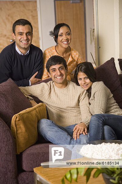 Multi-ethnic family posing