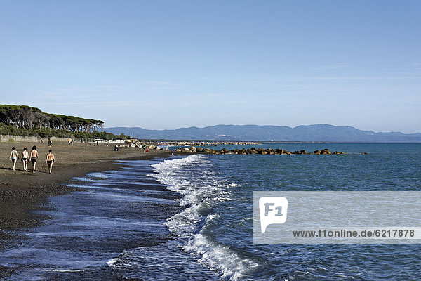 People on beach  Le Gorette  Cecina  Tuscany  Italy  Europe