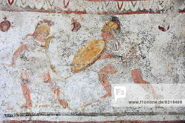 Grabmalerei aus einem Kammergrab  ca. 480 v.Chr.  lukanische Zeit  im Museum zu Paestum  Kampanien  Italien  Europa