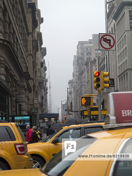 Broadway with fog  Manhattan  New York City  USA  North America