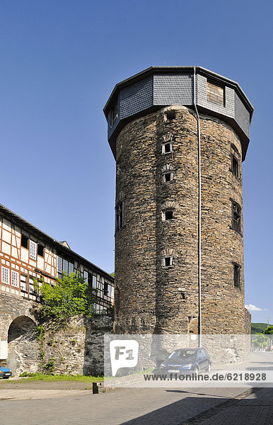 Dicker Turm  Kaub  Unesco Weltkulturerbe Oberes Mittelrheintal  Rheinland-Pfalz  Deutschland  Europa