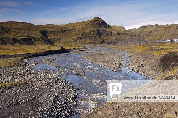 fließen  Fluss  Eis  Sólheimajökull  Island