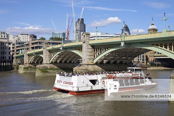 City cruise boat on the River Thames  London  England  United Kingdom  Europe