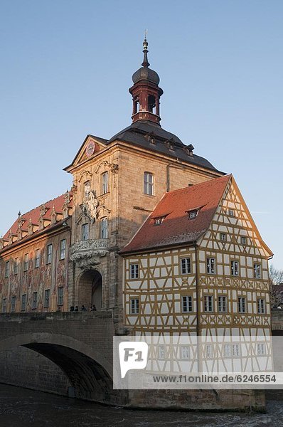 Europa  Halle  Stadt  Fassade  Gotik  Barock  Bamberg  Bayern  Deutschland  alt