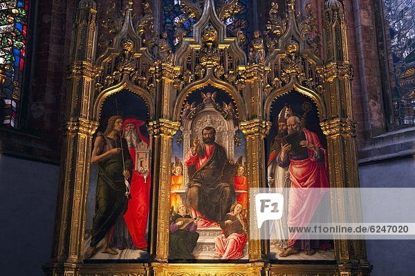 Triptych of St. Mark by Bartolomeo Vivarini dating from 1474  Santa Maria Gloriosa dei Frari church  San Polo  Venice  UNESCO World Heritage Site  Veneto  Italy  Europe