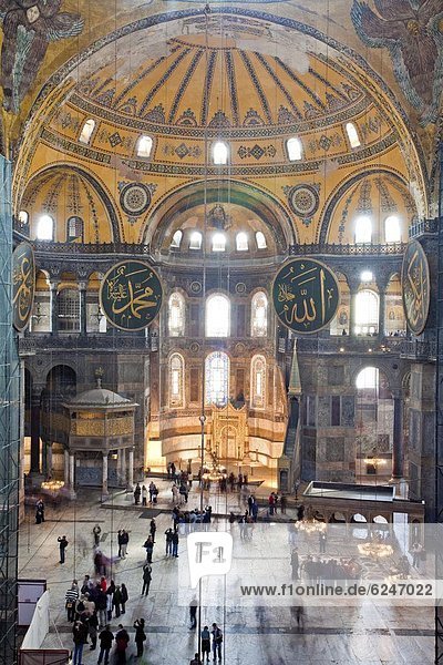 Byzantine architecture of Aya Sofya (Hagia Sophia)  constructed as a church in the 6th century by Emperor Justinian  a mosque for years  now a museum  UNESCO World Heritage Site  Istanbul  Turkey  Europe