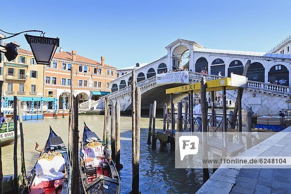 Rialto Bridge  Grand Canal  Venice  UNESCO World Heritage Site  Veneto  Italy  Europe