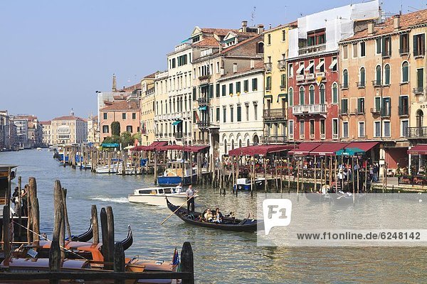 Gondolas on the Grand Canal  Venice  UNESCO World Heritage Site  Veneto  Italy  Europe