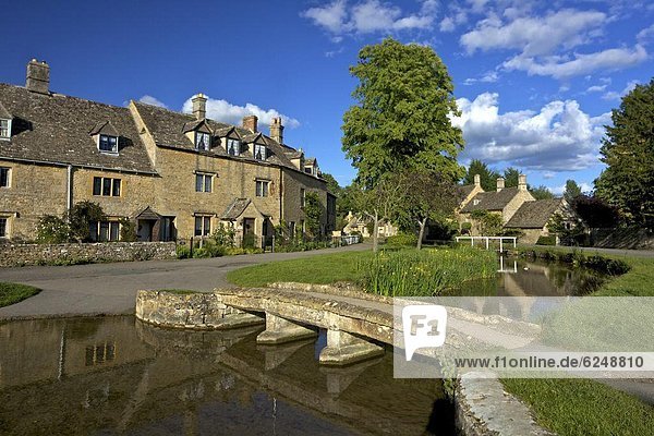 Europa  Großbritannien  fließen  Fluss  Dorf  England  Gloucestershire  hübsch