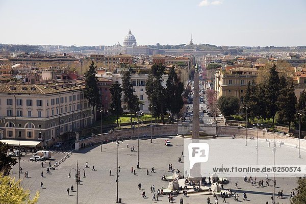 Piazza del Popolo  St. Peter's dome in the background  Rome  Lazio  Italy  Europe
