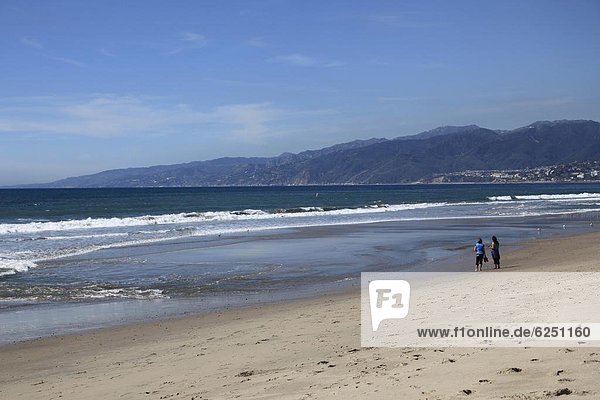 Beach  Santa Monica  Malibu Mountains  Los Angeles  California  United States of America  North America