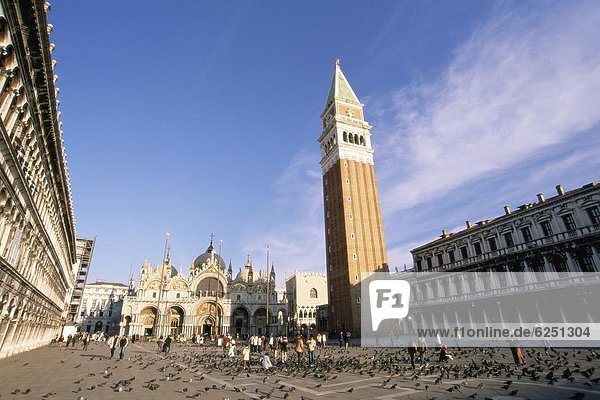 Europa  Kirchturm  UNESCO-Welterbe  Venetien  Markusplatz  Basilika  Christ  Italien  Venedig