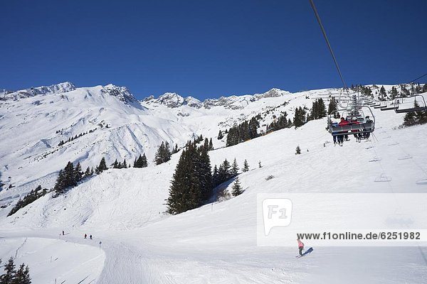 Ski lift and winter snow  St. Anton am Arlberg  Austrian Alps  Austria  Europe