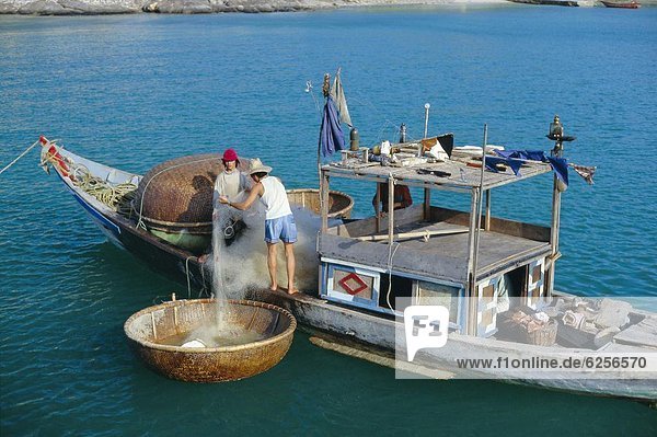 Tradition Korb Boot Insel Südostasien Vietnam Asien Fischer Nha Trang sortieren