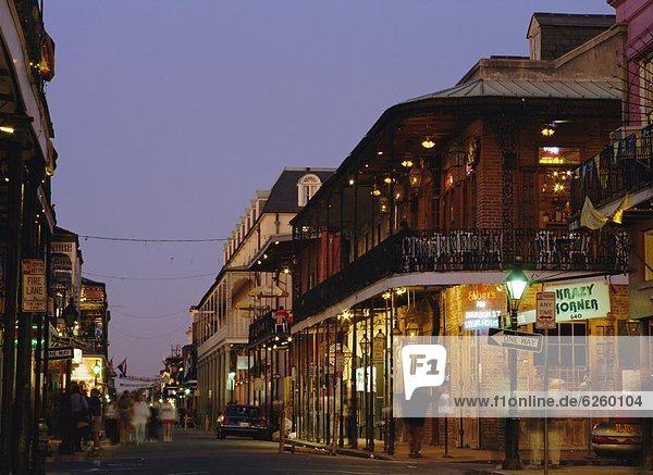 Bourbon Street in the evening  New Orleans  Louisiana  USA