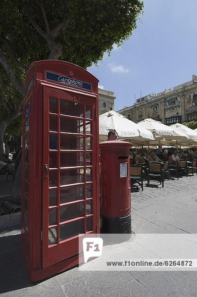 British telephone box and post box  Valletta  Malta  Europe