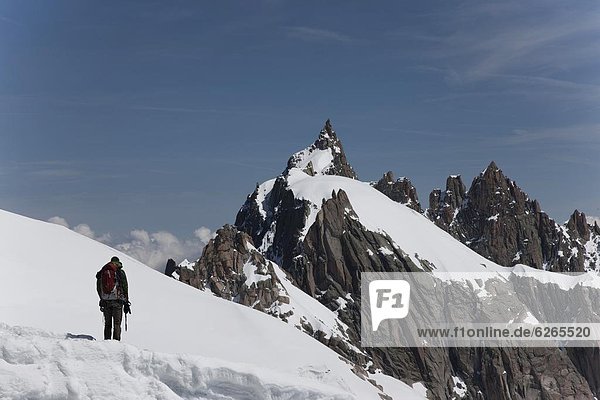 Aiguille du Midi  view of the Mont Blanc Massif  Chamonix  Haute Savoie  French Alps  France  Europe