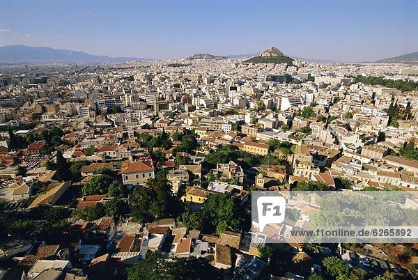 Athen  Hauptstadt  Europa  Hügel  Ansicht  Griechenland