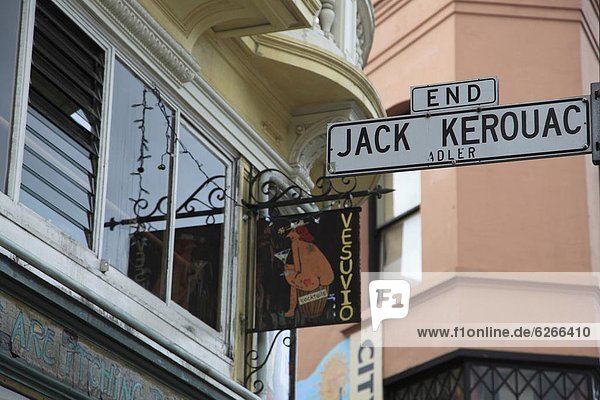 Sign for Jack Kerouac Alley  Vesuvio  Bar  Beat generation hang out  North Beach  San Francisco  California  United States of America  North America