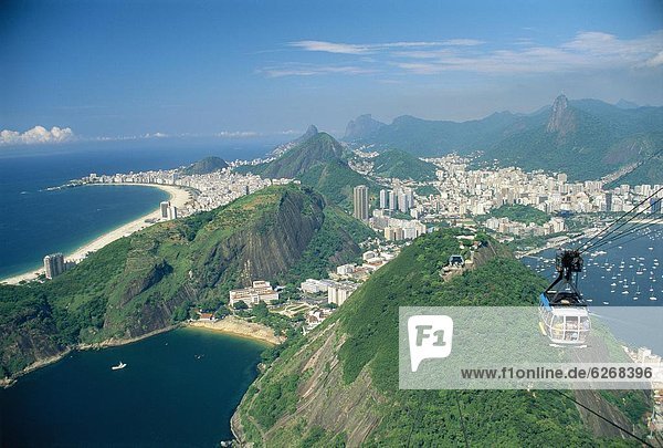 Strand  Brotlaib  Zucker  Ansicht  Luftbild  Fernsehantenne  Brasilien  Copacabana  Südamerika