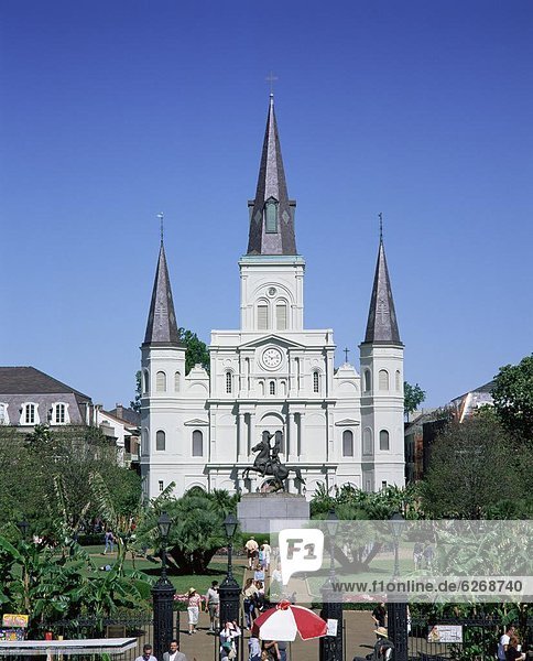 Vereinigte Staaten von Amerika USA Kathedrale Quadrat Quadrate quadratisch quadratisches quadratischer Nordamerika Christ French Quarter Jackson New Orleans