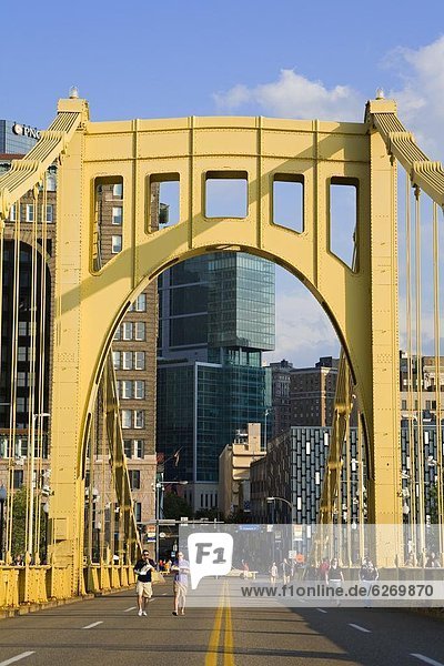 Roberto Clemente Bridge (6th Street Bridge) over the Allegheny River  Pittsburgh  Pennsylvania  United States of America  North America