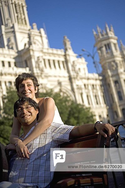 Tourists in Plaza de Cibeles (Cibeles Square)  Madrid  Spain  Europe