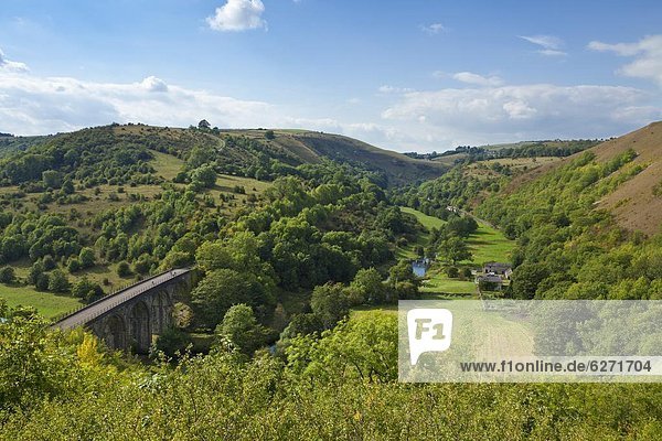 Monsal Dale and railway viaduct  Peak District National Park  Derbyshire  England  United Kingdom  Europe
