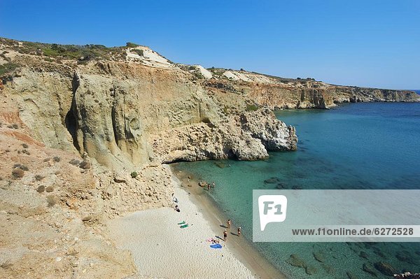 Tsigrado beach and bay  Milos  Cyclades Islands  Greek Islands  Aegean Sea  Greece  Europe