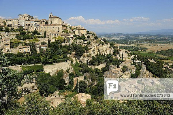 Frankreich  Europa  Berggipfel  Gipfel  Spitze  Spitzen  Dorf  Provence - Alpes-Cote d Azur  Gordes  Vaucluse