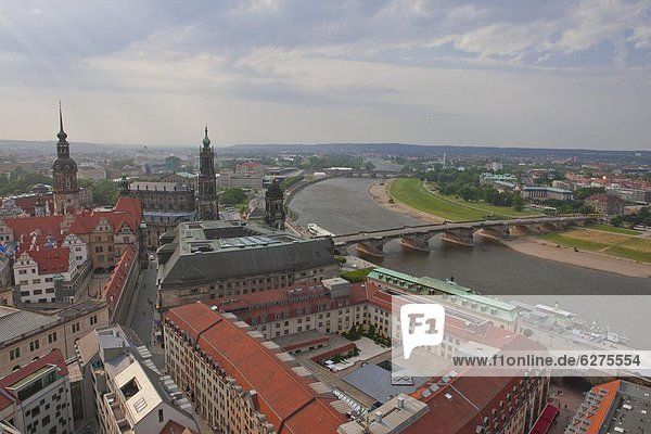 Europa  über  Großstadt  Fluss  Ansicht  Dresden  Deutschland  Sachsen