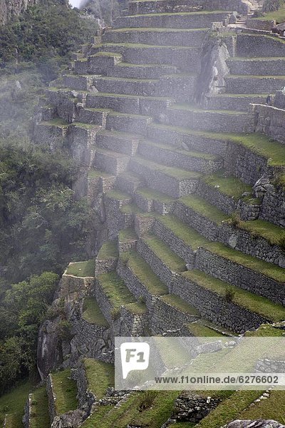 Landwirtschaft  Großstadt  Veranda  Ruinenstadt Machu Picchu  UNESCO-Welterbe  Inka  Peru  Südamerika